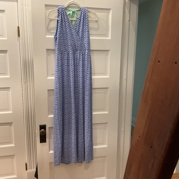 Vineyard Vines Blue Whales Chevron Sleeveless Jersey Maxi Dress Size Small - Picture 2 of 3